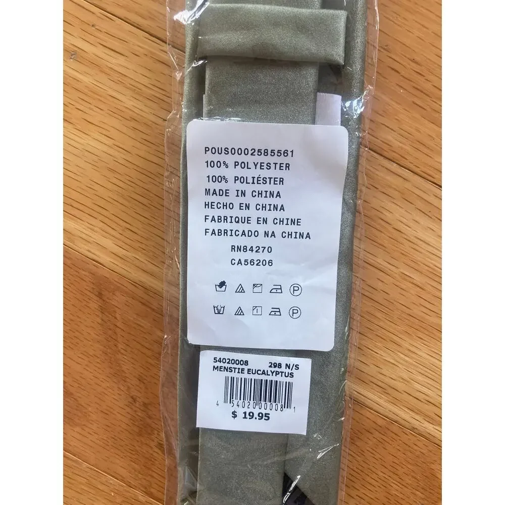 David's Bridal Eucalyptus Sage Green Satin Look Men's Ties x 2